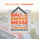 Man sieht das Logo der 22. Bau- und Energiemesse mit einem Jahnstadion Foto als Hintergrund.